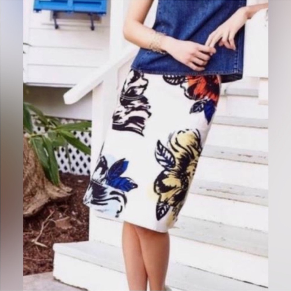Anthropologie Maeve Floral Print Midi Pencil Skirt
